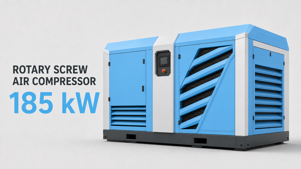 Kompresor udara sekrup berbasis magnet permanen dengan pengaturan kecepatan variabel, berpendingin minyak dan berpendingin udara, berkapasitas 185 kW