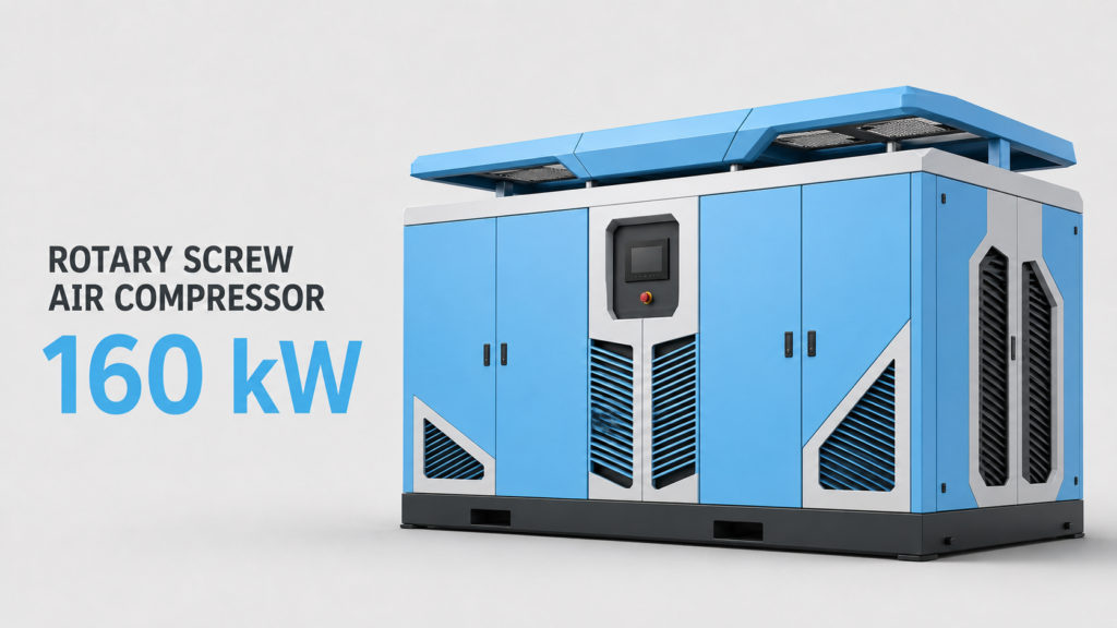 Kompresor udara sekrup berfrekuensi variabel magnet permanen berpendingin minyak dan berpendingin udara dengan daya 160 kW