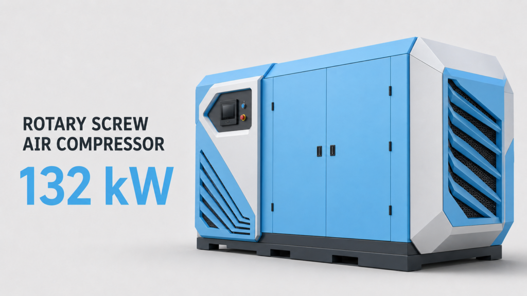 Kompresor udara sekrup berfrekuensi variabel magnet permanen dengan pendingin oli dan pendingin udara berkapasitas 132 kW