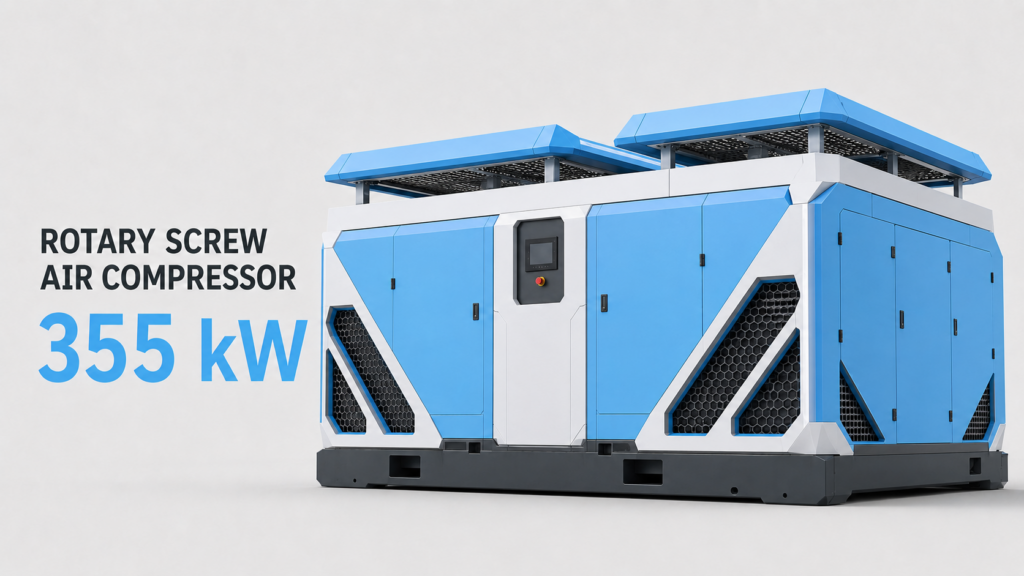 Kompresor udara sekrup berfrekuensi variabel magnet permanen dengan pendingin oli dan pendingin udara berkapasitas 355 kW