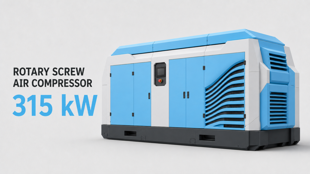 Kompresor udara sekrup berfrekuensi variabel magnet permanen dengan pendingin oli dan pendingin udara berkapasitas 315 kW